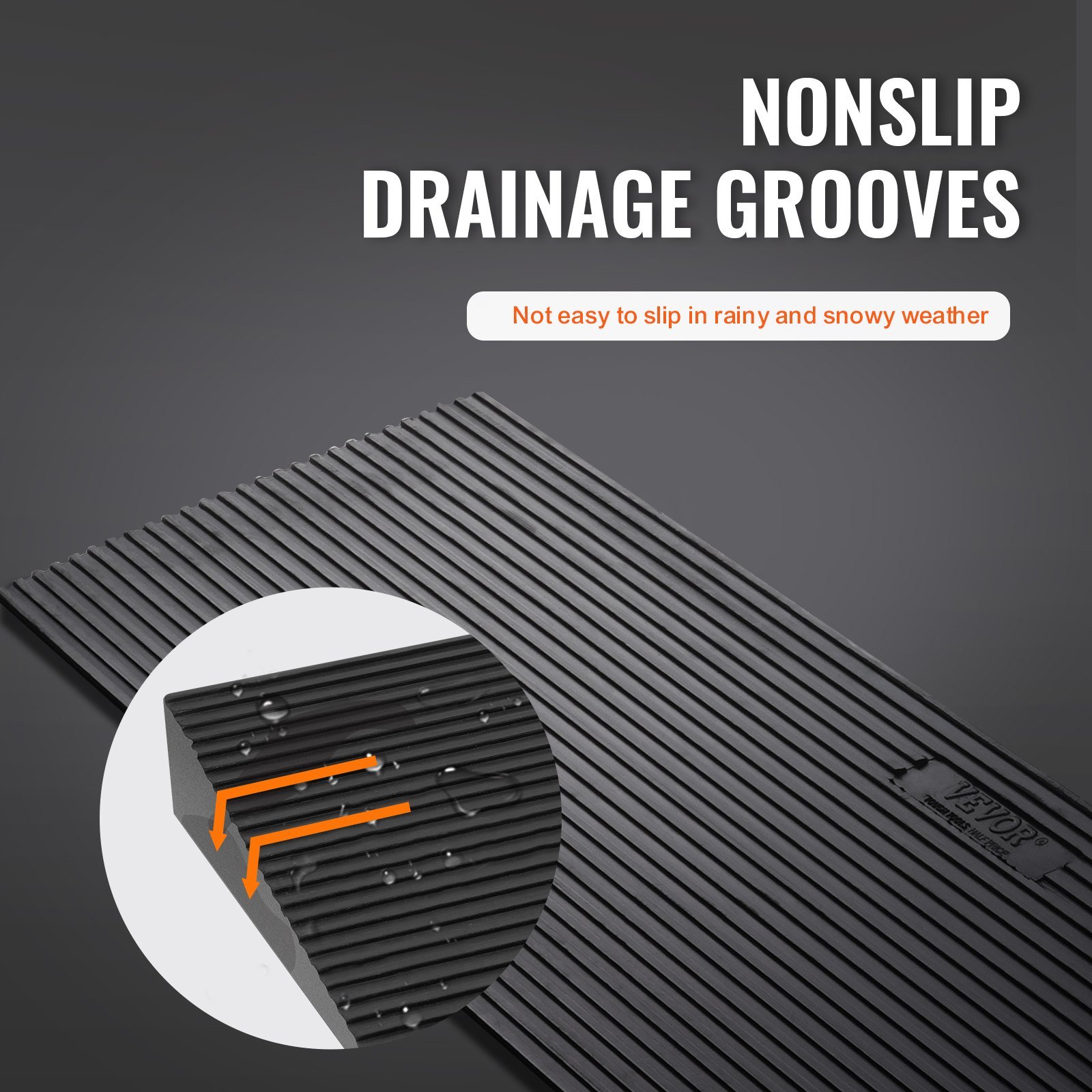 VEVOR 4 cm Rise Cuttable Threshold Ramp for Sweeping Robot, 90 cm Wide Natural Rubber Wheelchair Ramp, Non-Slip Solid Rubber Ramp with Double-Sided Tape for Doorways, Driveways, Bathroom, Smooth Tile - Image 4